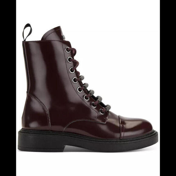 MALAYA LACE up Womens Leather Zipper/Lace up Combat & Lace up Boots 8 US - Picture 2 of 5